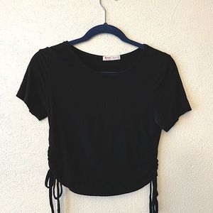 Black side tie crop top- ROMWE medium